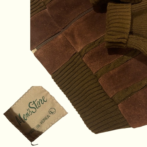 The Men's Store vintage genuine leather sweater coat jacket brown Large … - Picture 6 of 8